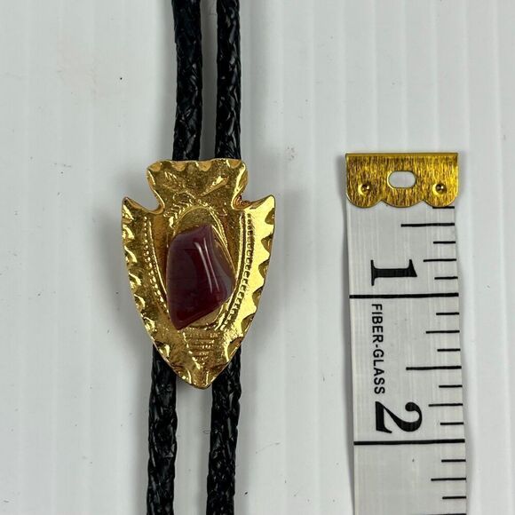 Gold Tone Southwestern Arrowhead Bolo with Beautiful Stone VINTAGE - Picture 6 of 7
